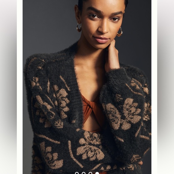 Anthropologie Maeve metallic cardigan sweater - Picture 4 of 10